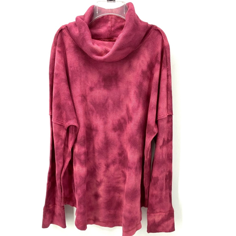 MAEVE MAGENTA THERMAL TIE-DYE TURTLE NECK TOP XL